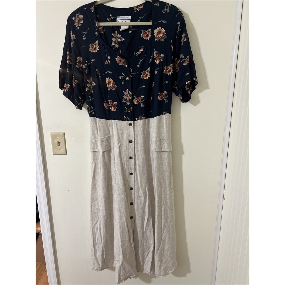 Danielle Casey Long Short Sleeve Floral Casual Dress Women's Size 16